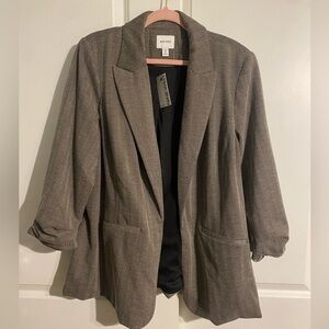 Nine West Gray Herringbone Blazer